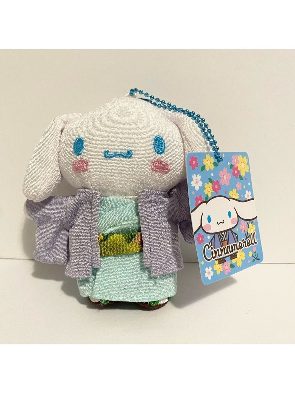 Sanrio Character Cinnamoroll Japanese Style Chirimen Mascot 4” Chain Plush New